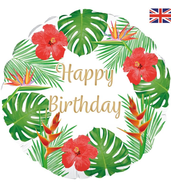 18" Happy Birthday Tropical Foil Balloon