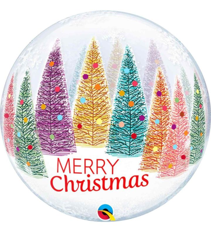 22" Deco Bubble Christmas Trees & Snowflakes Balloon