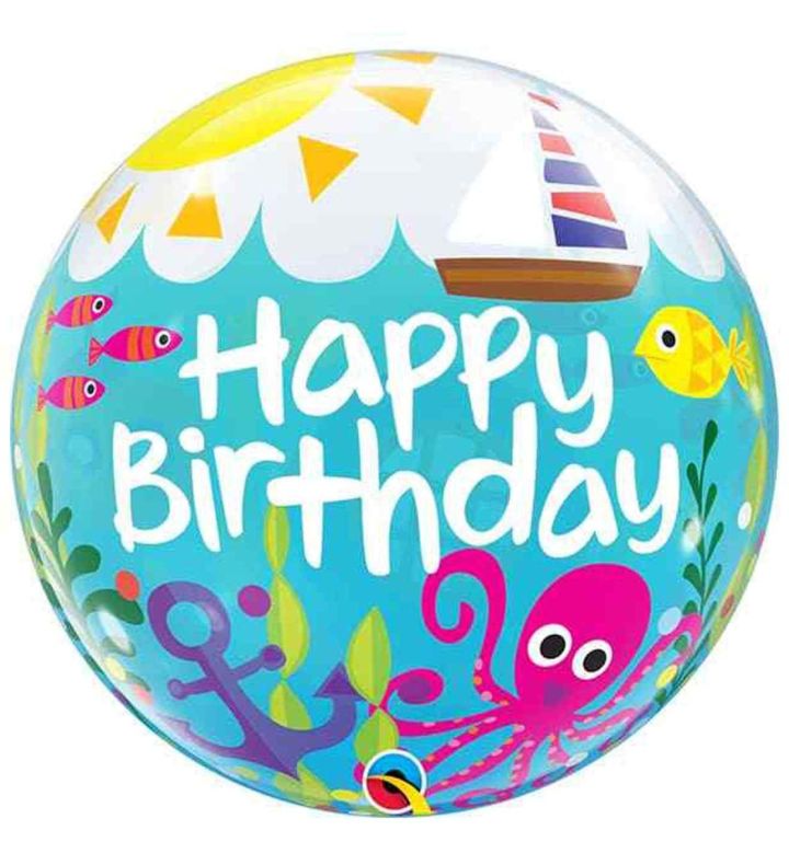 22" Deco Bubble Happy Birthday Maritime Fun Balloon