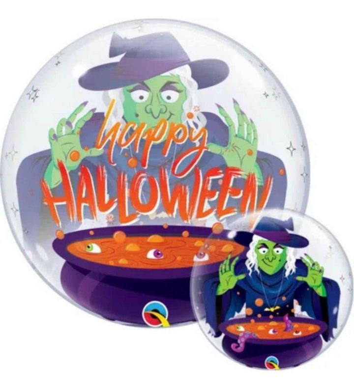 22" Deco Bubble Happy Halloween Witches Cauldron Balloon