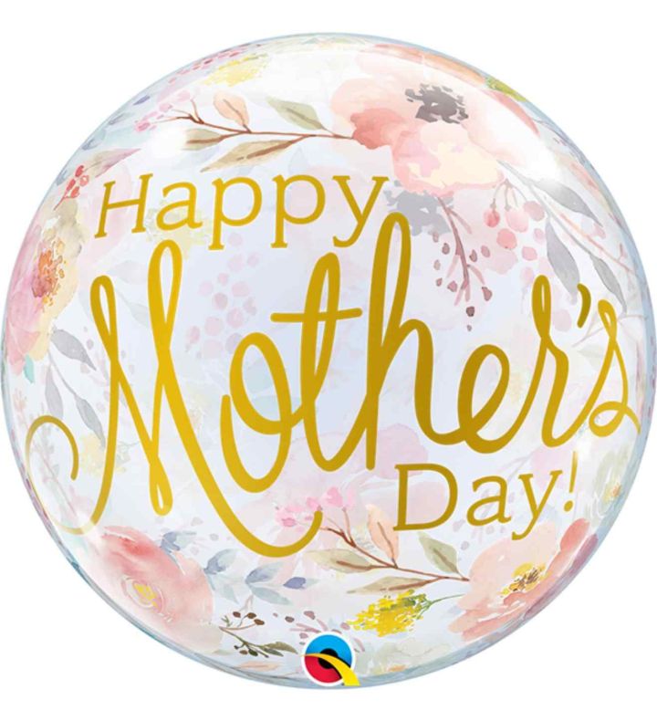 22" Happy Mothers Day Flower Bubble Balloon