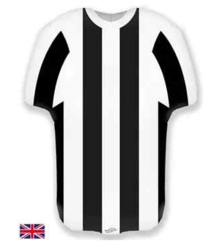 24" Oaktree Football Shirt Black and White Stripe Foil Balloon