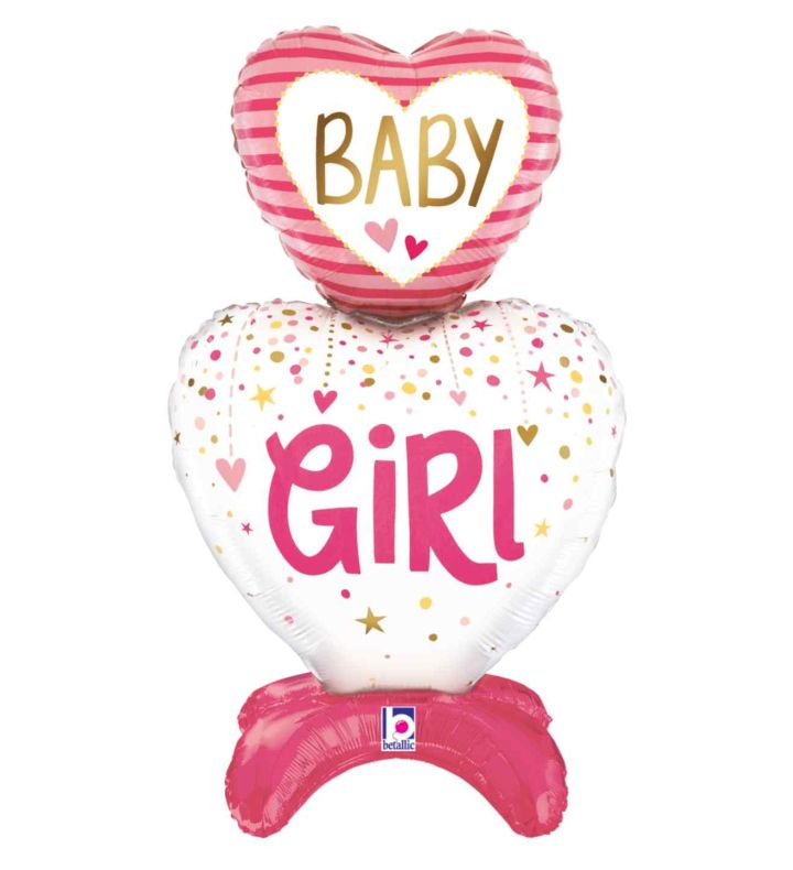 Betallic Standup Baby Girl Hearts Foil
