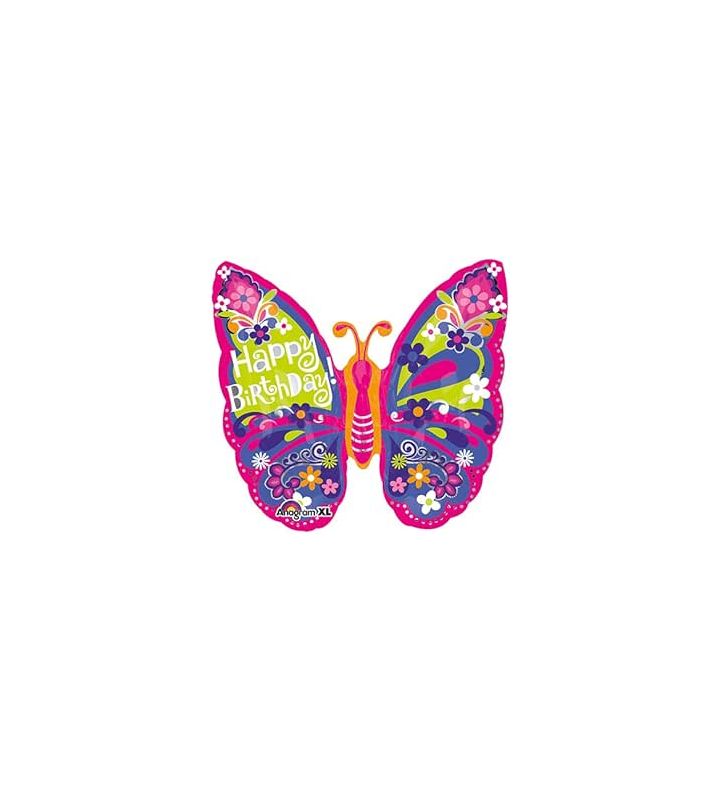 25" Butterfly Happy Birthday Foil Balloon