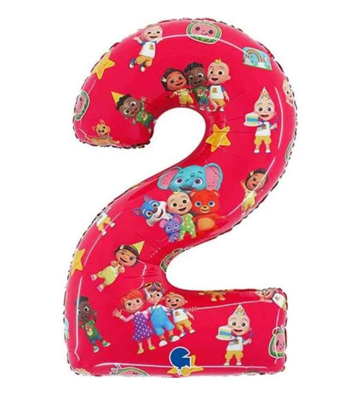 26" Red Number 2 CoComelon Grabo Foil Balloon