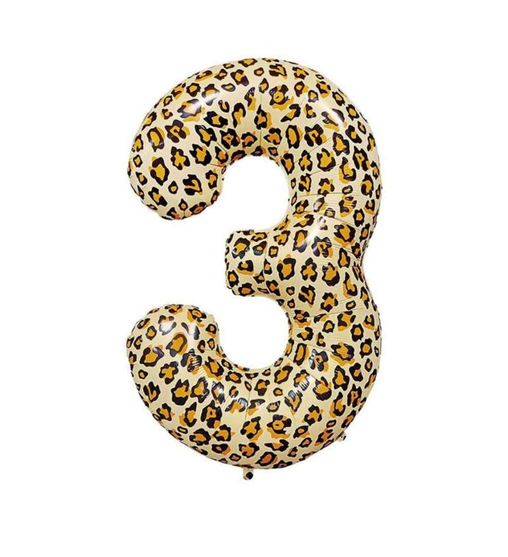 26" Leopard Number 3 Bamboo Party Foil Balloon
