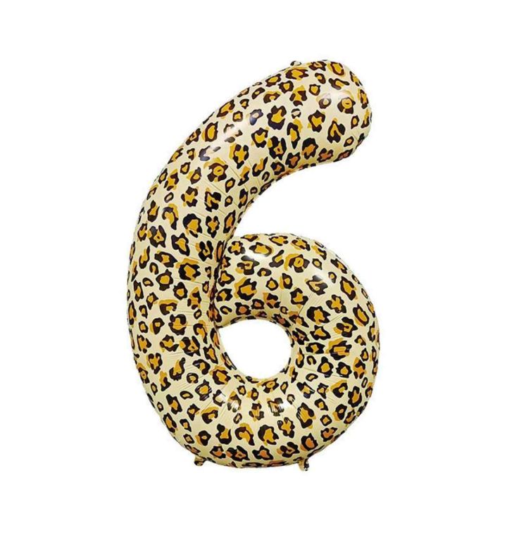 26" Leopard Number 6 Bamboo Party Foil Balloon