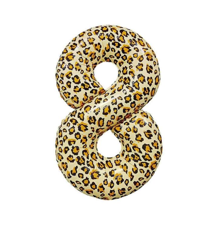 26" Leopard Number 8 Bamboo Party Foil Balloon