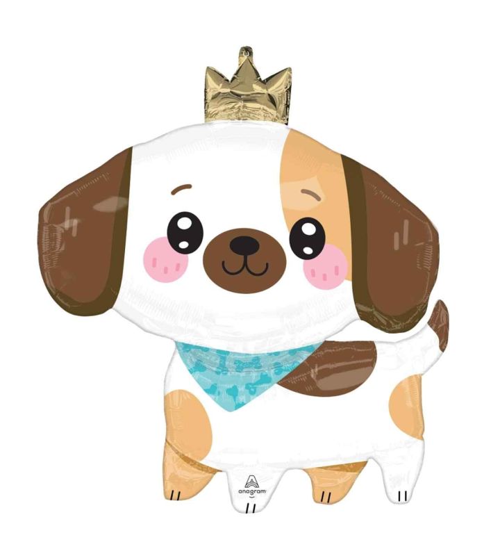 27" Kawaii Crown Puppy Supershape Foil Balloon