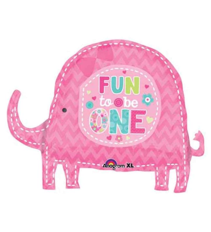 28" Anagram Pink Fun to be One Elephant Foil Balloon