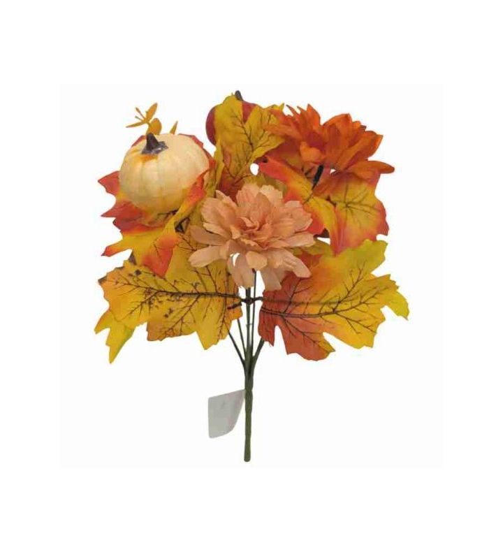 30cm Autumn Pumpkin Mixed Bush Orange