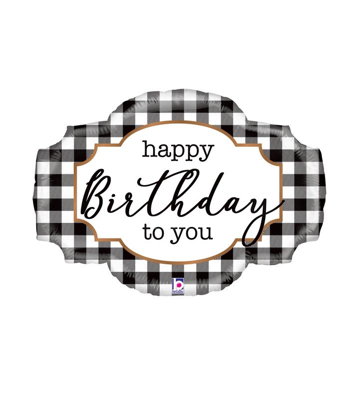 32" Betallic Black & White Buffalo Foil Balloon