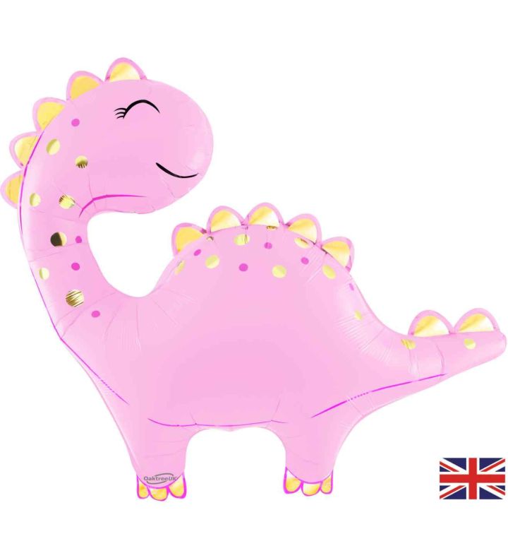 33" Cute Dino Pink Foil Balloon