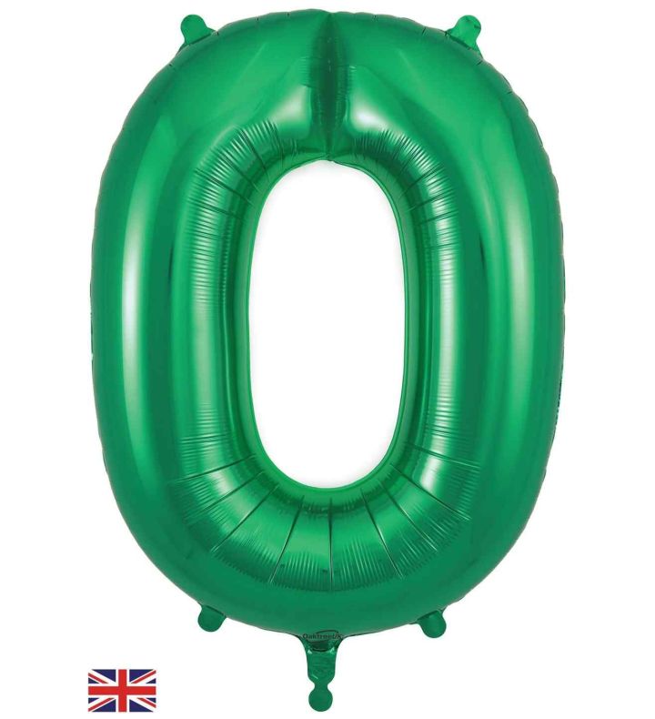 34" Green Number 0 Oaktree Foil Balloon