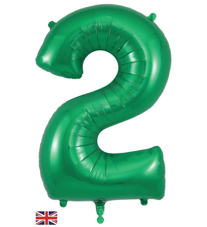 34" Green Number 2 Oaktree Foil Balloon