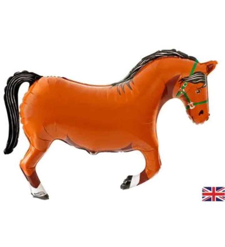 34" Oaktree Brown Metalic Horse