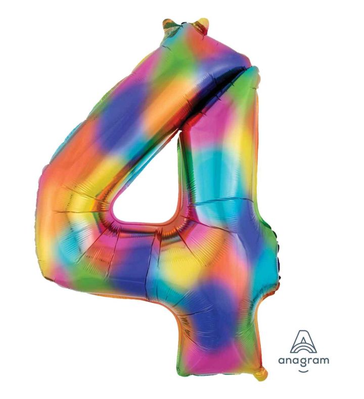 34" Rainbow Number 4 Anagram Foil Balloon