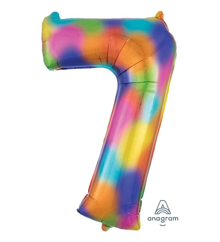 34" Rainbow Number 7 Anagram Foil Balloon