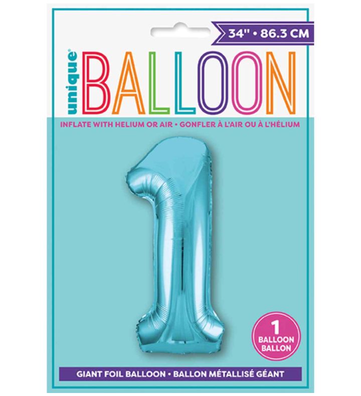 34" Blue Number 1 Unique Foil Balloon