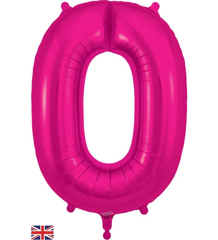 34" New Pink Number 0 Oaktree Foil Balloon