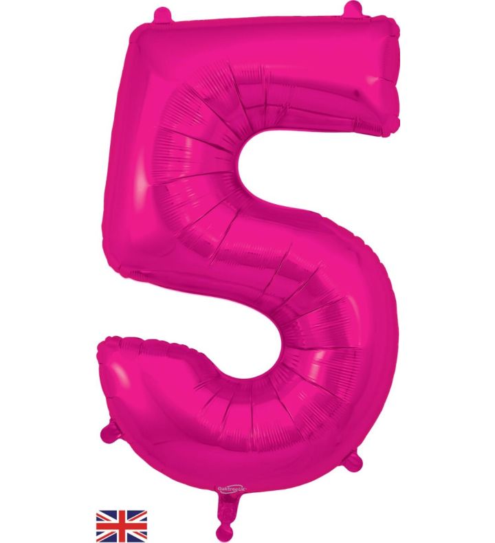 34" New Pink Number 5 Oaktree Foil Balloon