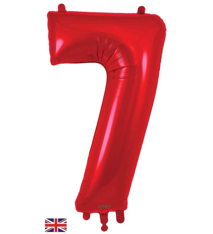 34" Red Number 7 Oaktree Foil Balloon
