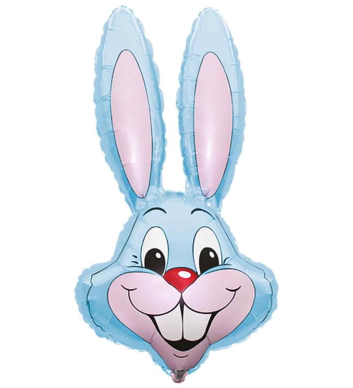 35" Baby Blue Rabbit / Bunny Head Foil Balloon - Unpackaged