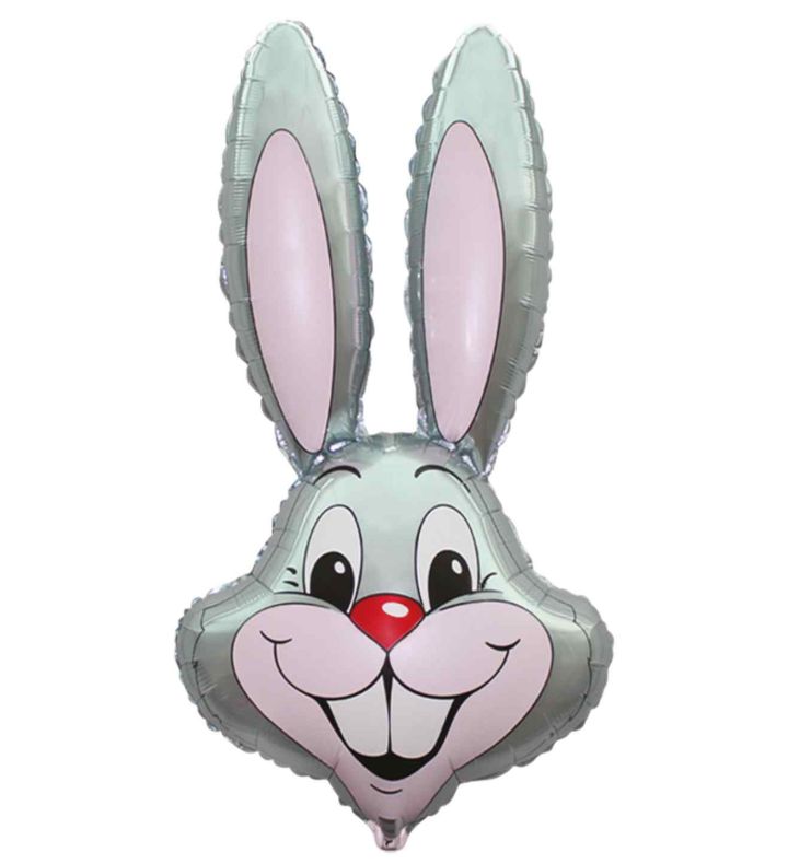 35" Grey Rabbit / Bunny Head Foil Balloon - Unpackaged