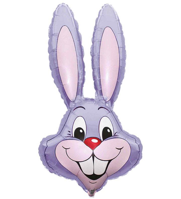 35" Lilac Rabbit / Bunny Head Foil Balloon - Unpackaged