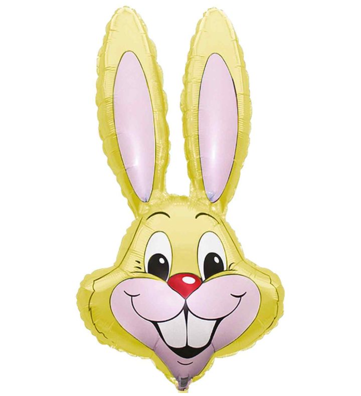 35" Pastel Yellow Rabbit / Bunny Head Foil Balloon - Unpackaged