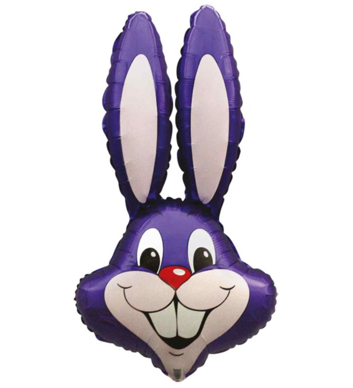 35" Purple Rabbit / Bunny Head Foil Balloon - Unpackaged