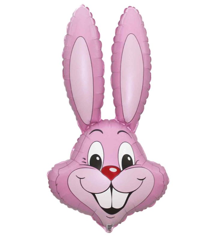 35" Baby Pink Rabbit / Bunny Head Foil Balloon - Unpackaged