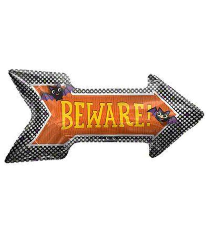 36" North Star Beware Sign Foil Balloon