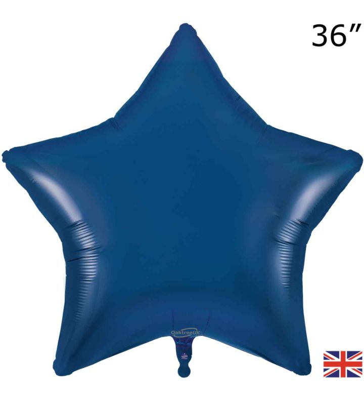 36" Oaktree Star Navy Blue Foil Balloon