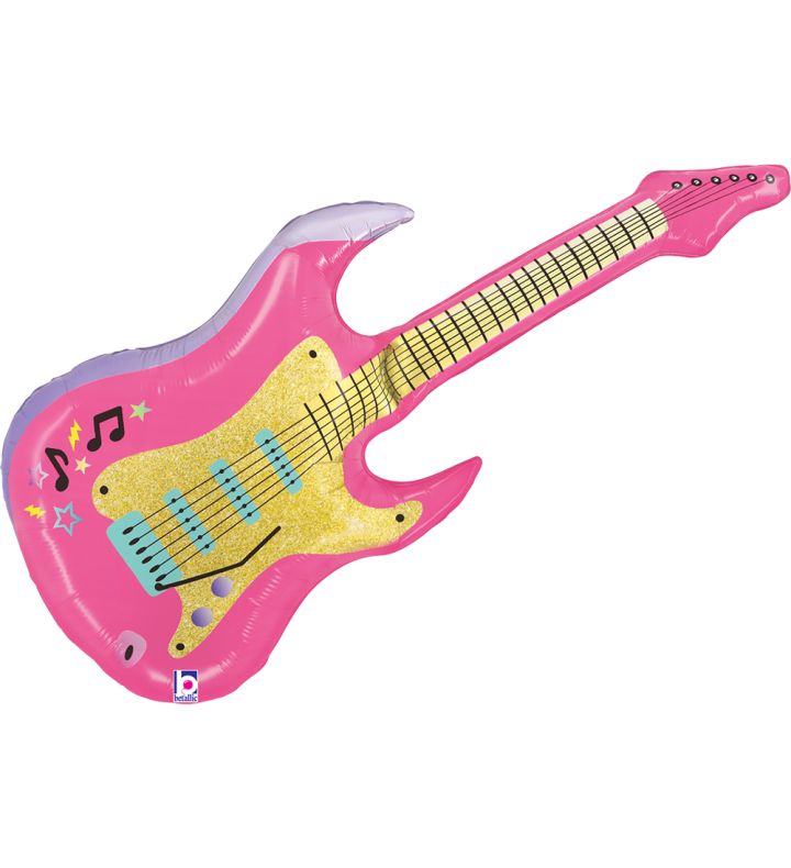 39" Pink Guitar Electric Guitar Foil Balloon