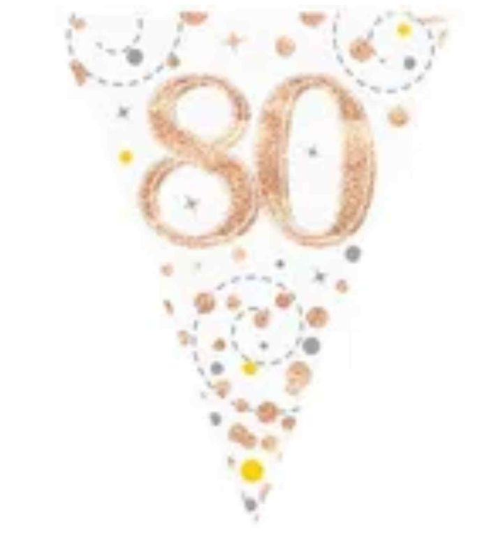 3.9m Oaktree '80' White & Rose Gold Bunting