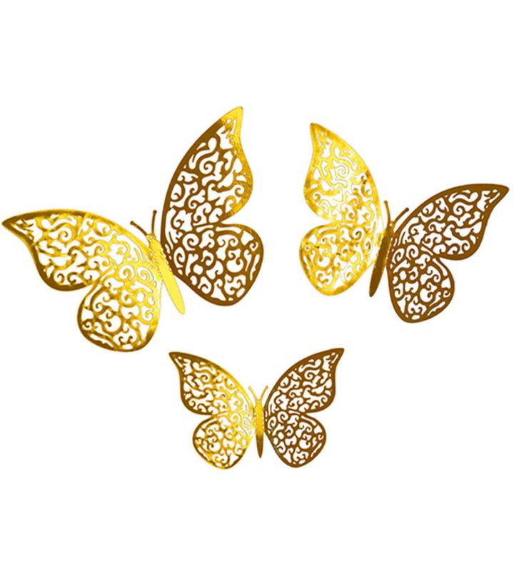 3D Gold Butterfly Decoration 12pcs