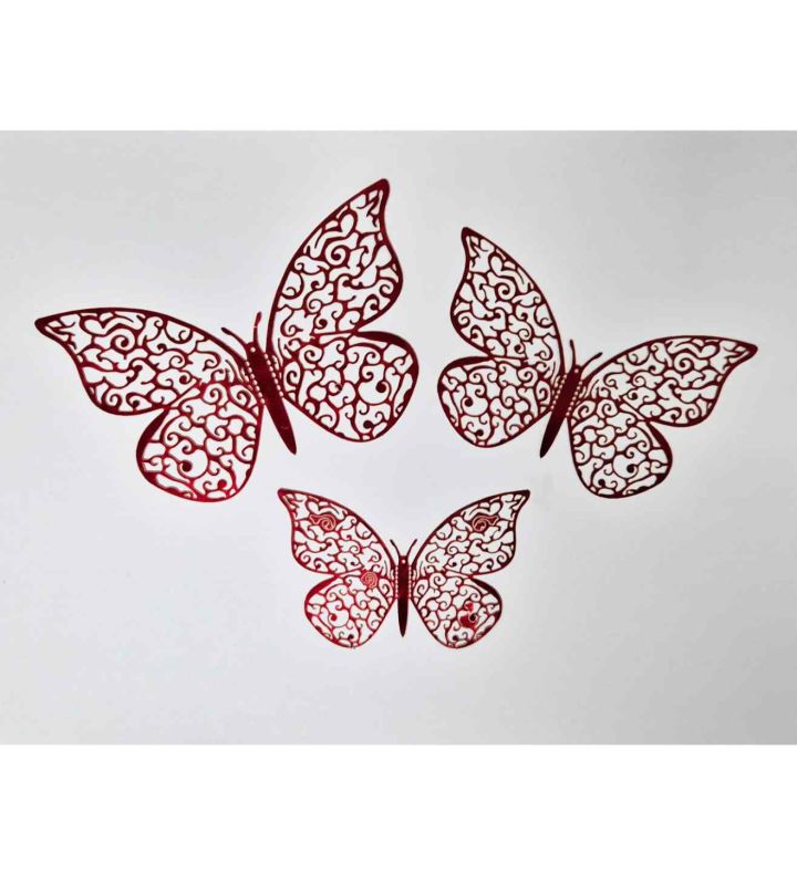 3D Red Butterfly Decoration 12PCS