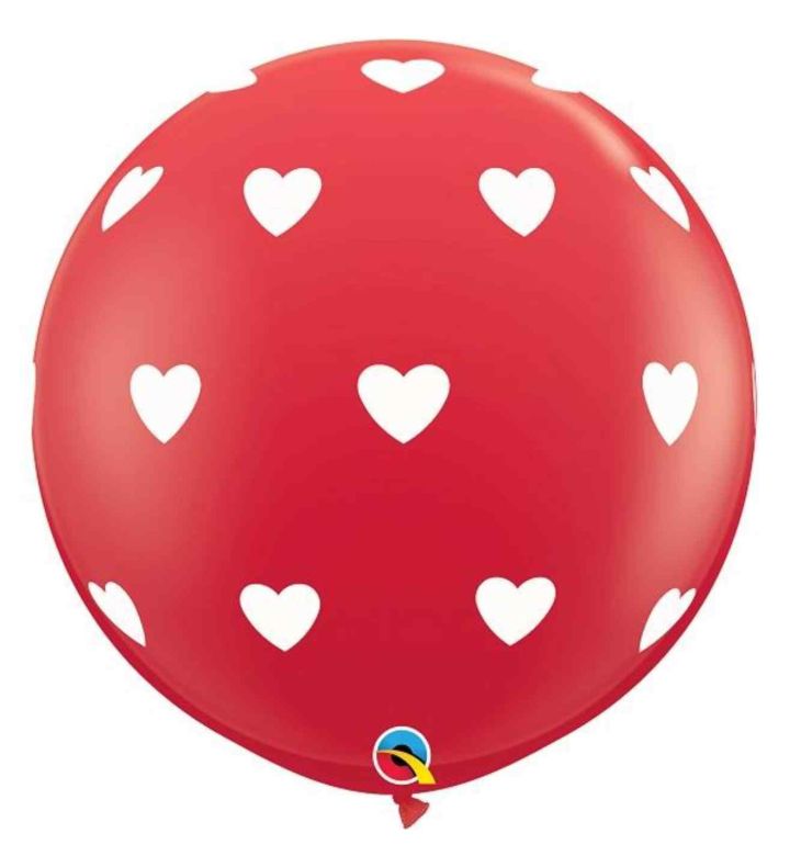 3ft Big Hearts Red Round Latex Balloon 2ct