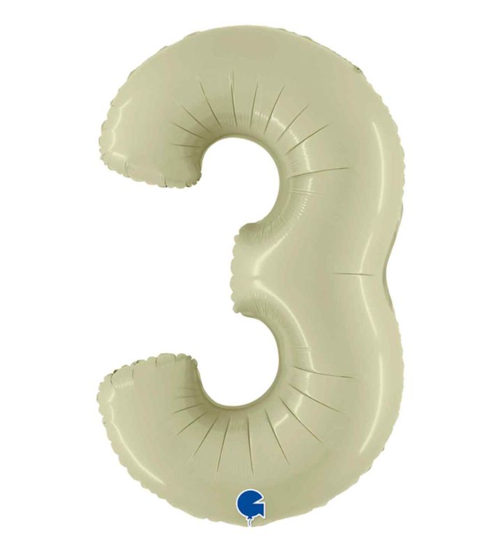 40" Grabo Satin Olive Green Number 3 Foil Balloon