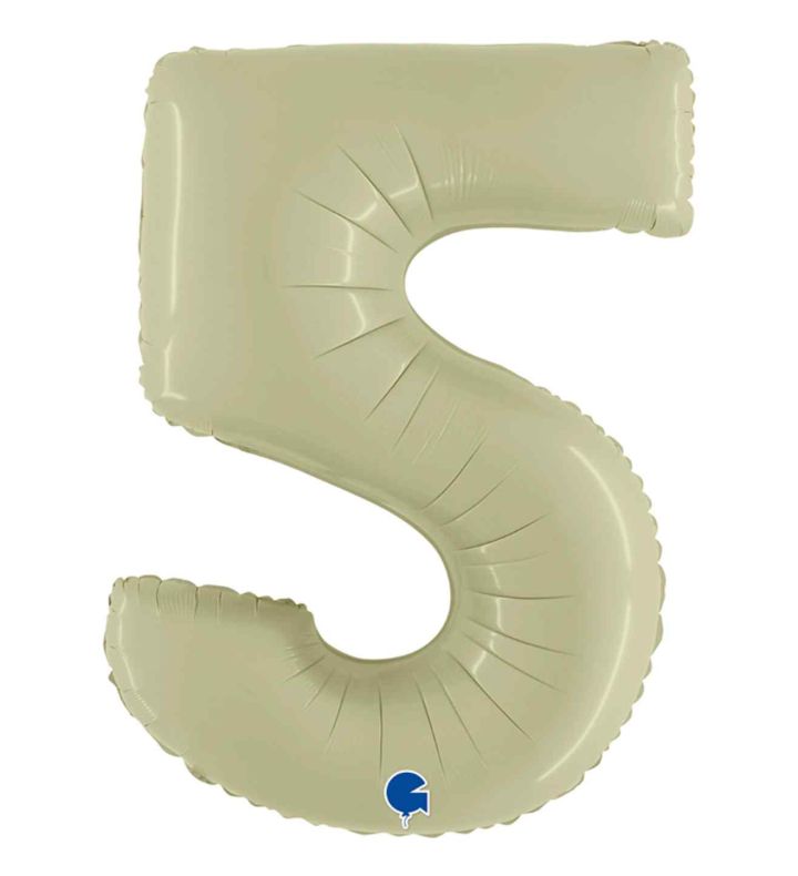 40" Grabo Satin Olive Green Number 5 Foil Balloon