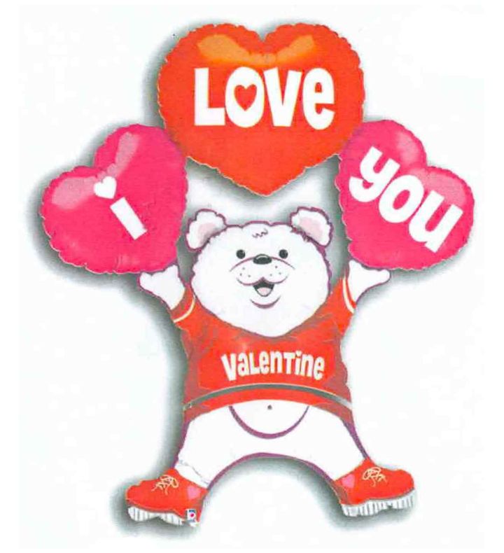 41" Valentines Cheer Bear Foil Balloon
