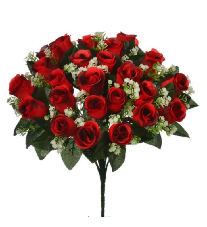 41cm Rosebud Bush with Gyp Red