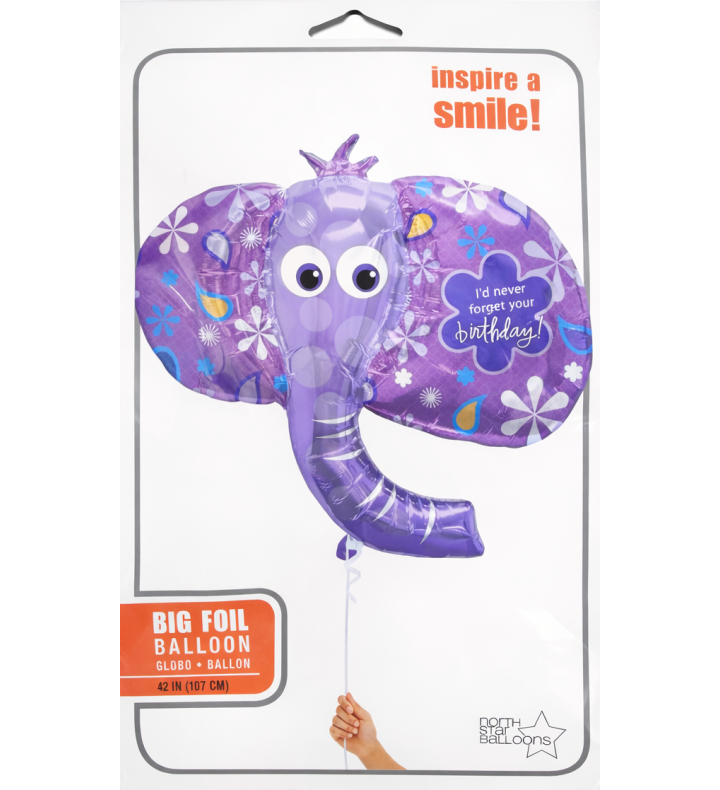 42" Elephant - I'd Never Forget Your Birthday Supershape Foil Balloon