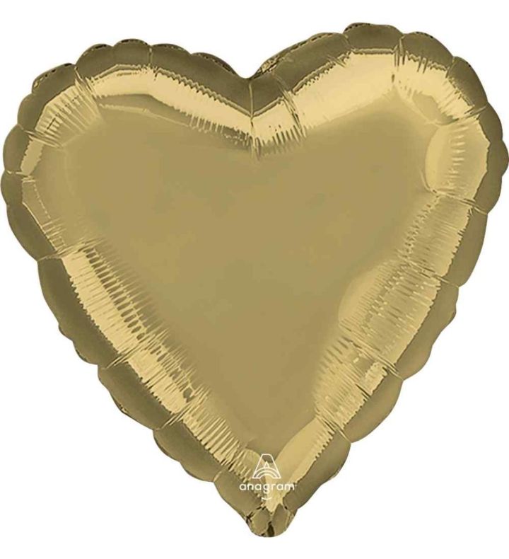 17" White Gold Heart Anagram Foil Balloon Unpackaged