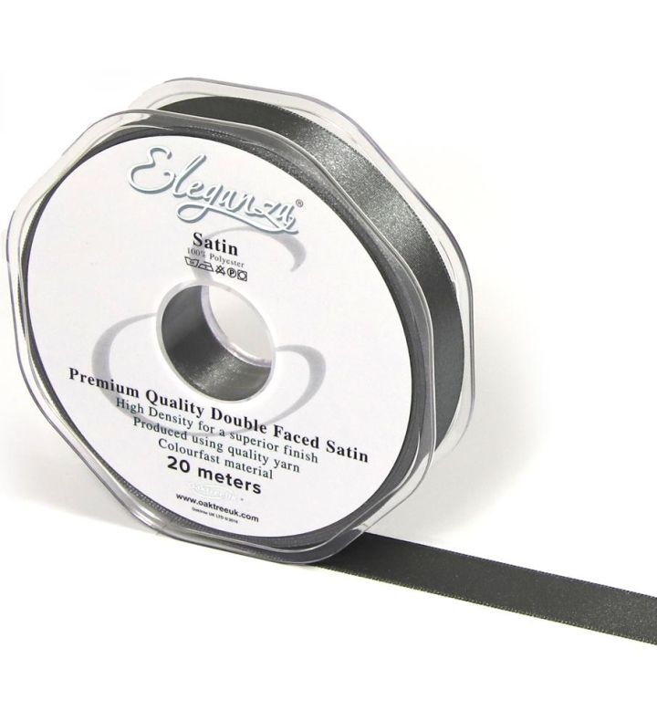 Eleganza Satin Double Faced Graphite - 15mm x 20m