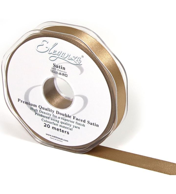 Eleganza Satin Double Faced Mocha - 15mm x 20m