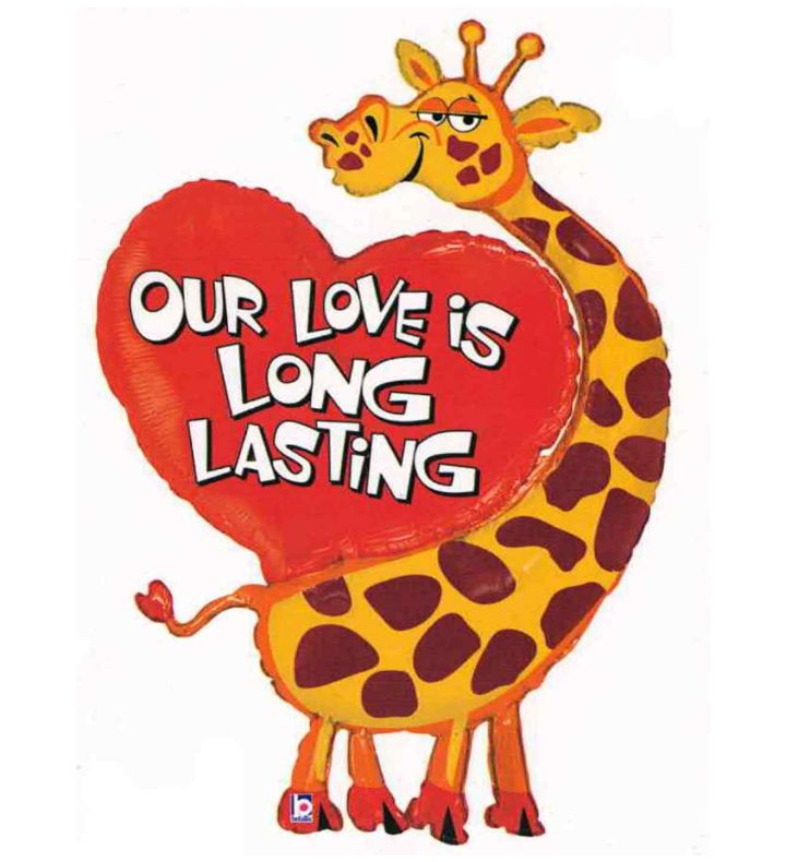 46" Our Love is Long Lasting Giraffe Foil Balloon Betallic