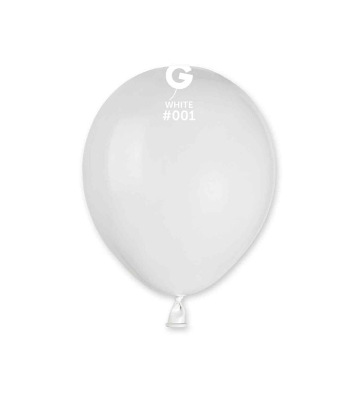 5" Gemar White 001 Latex Balloons 50ct