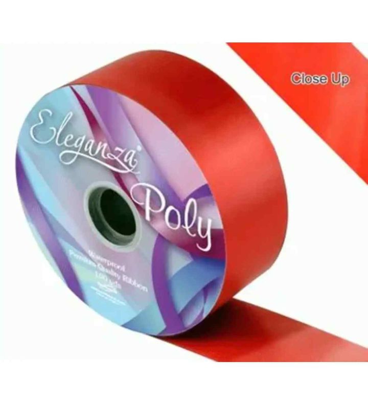 50mmx 91m Eleganza Poly Ribbon - Red